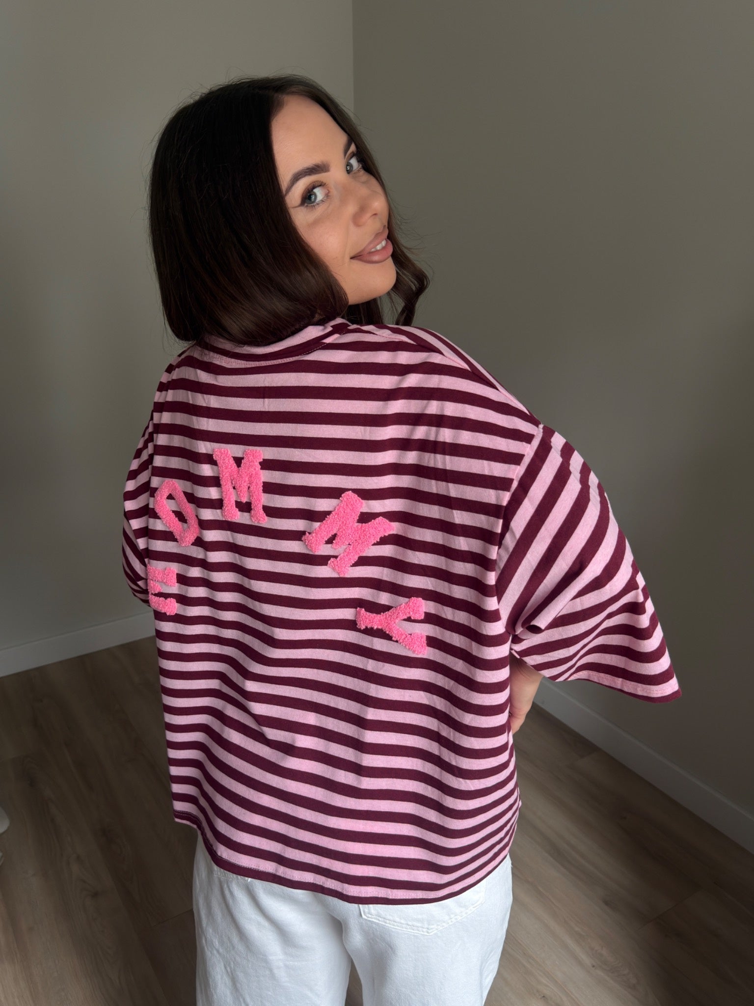 T-shirt Mommy Stripes Pink